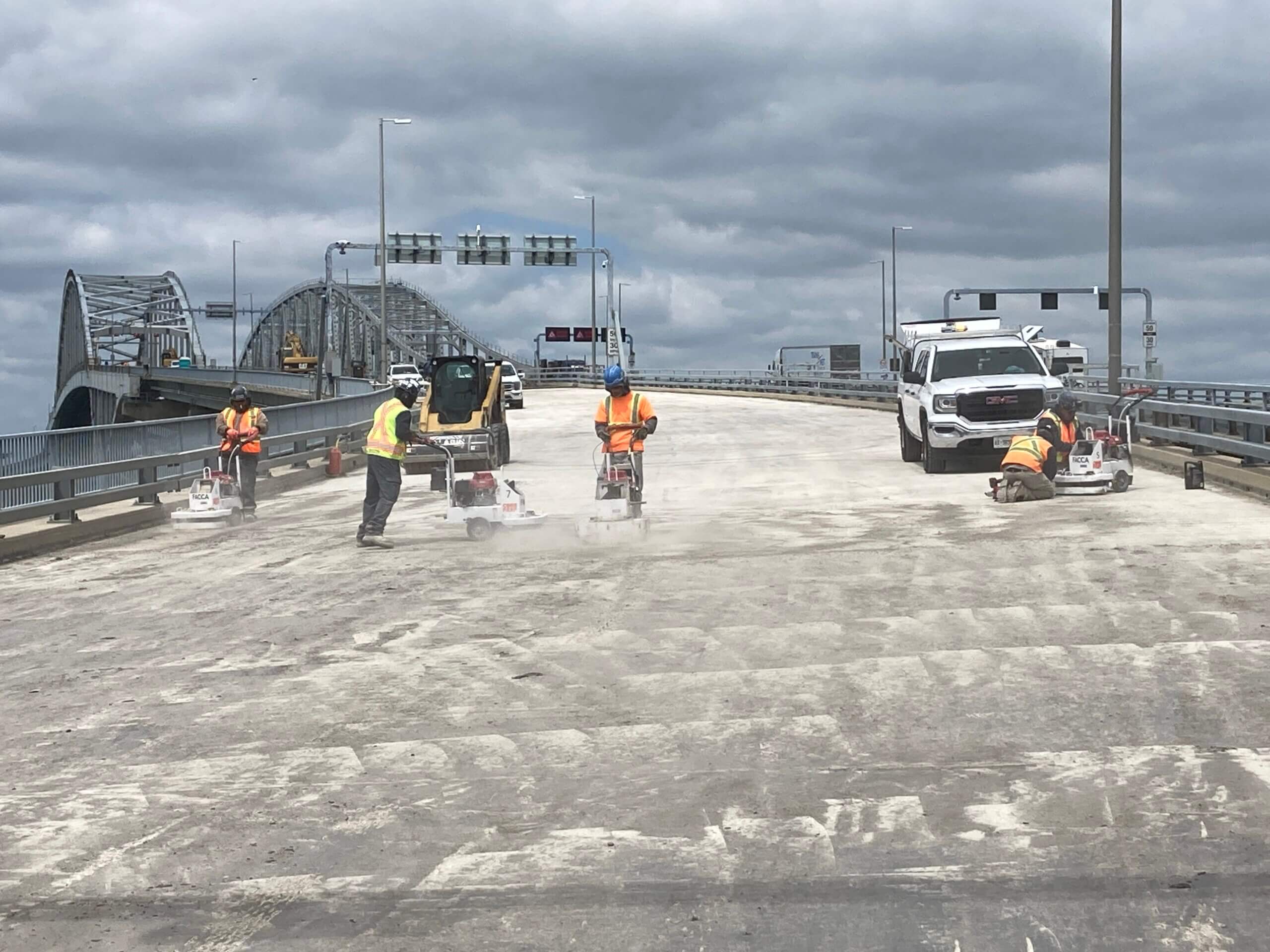 Contractors working on the Blue Water Bridge